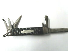 Vintage IKCO Imperial 4 Blade Multi Tool Scout Pocket Knife with Black Handle picture