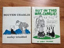 2 VTG Corky Trinidad Cartoon Not In This War, Charlie Nguyen Charlie Paperbacks picture