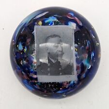 Antique Admiral Dewey Confetti Scramble Glass Paperweight Memorial Photo Sulfide picture