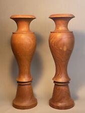 Pair Of Large Turned Wood Teak Vases picture