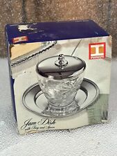 Vintage Irvinware Jam Dish with Tray, Spoon 1976 Original Box Glass picture