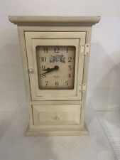 Vntg Bulova Wooden Mantle/Desk Clock Floral W/Jewelry/Key Storage NICE See Photo picture
