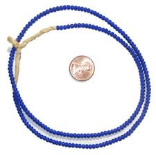Blue White Heart Beads 4mm Ghana African Seed Glass 24 Inch Strand Handmade picture