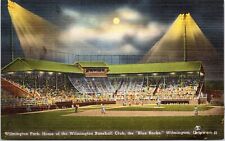 Wilmington Baseball Park- Night Game, Wilmington Delaware- c1940s Linen Postcard picture