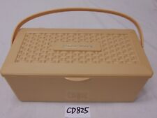 VINTAGE RETRO SEWING CADDY BROWN PLASTIC 1970'S RARE HARD PLASTIC  picture