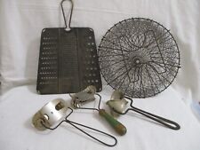 Lot 5 Antique Metal Kitchen Tools Gadgets, biscuit  cutters , grader & strainer picture