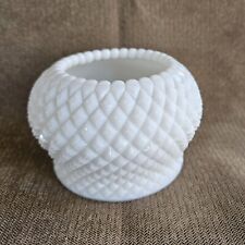 VTG Milk Glass Diamond Pattern White Round Vase/Trinket/Candy 2.75'' x 4'' picture