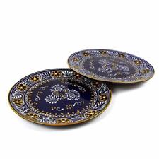 Global Crafts Pottery Set of Large Dinner Plates Ceramic Dinnerware Mexican Blue picture