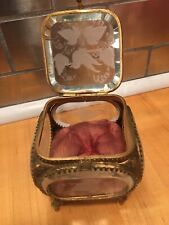 Divine French Palais Royal Crystal & Bronze Ormolu Jewelry BOX man picture