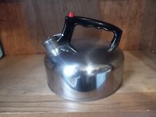 Vintage Stainless Steel Whistling Tea Kettle Pot picture
