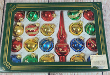 Vintage Kurt Adler Glass Christmas Ornaments Shiny Blue Red Yellow Glitter 1.5