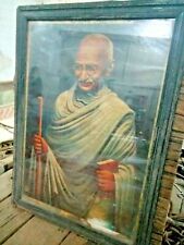 Old Vintage Mahatma Gandhi Father of Nation Original  Indian Freedom Litho Print picture