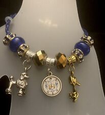Divine 9 Inspired SGRHO European Blue Leather Bracelet With Charms 7.87in-0078 picture