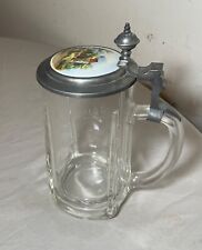antique hand painted porcelain glass pewter German lidded beer stein mug picture