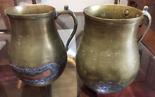 2 Antique 19th Century Spanish Colonial Texas Brass Water Pitcher With Repairs picture