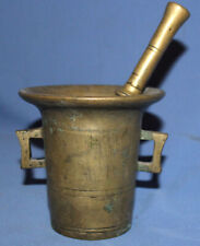 ANTIQUE 18 -19c HAND MADE BRASS MORTAR BOWL AND PESTLE picture