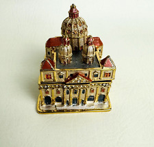 St Peter’s Church Bejeweled Enameled Hinged Trinket Box Gold Tone Collectible picture