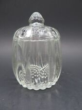 Jeanette Glass National Pattern Clear Vintage Lidded Jar; Trinket, Jam, Sugar picture
