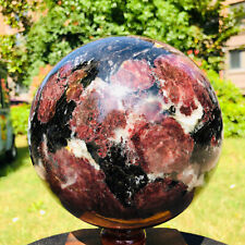 17.97LB Natural red garnet sphere fireworks quartz crystal polished ball decor picture