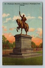 Chicago IL-Illinois, Washington Monument Entrance To Park, Vintage Postcard picture