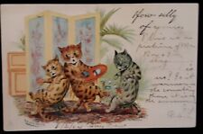 Postcard Louis Wain Cats 1904 Teatime Accident Fantasy Comic Humor Tuck picture
