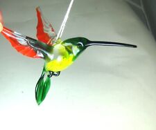 blown glass animal hummingbird figurine hanging ornament murano style green 4.9