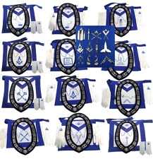 Masonic Blue Lodge Officer Aprons, Chain Collar with jewel,Glove Set Pack  of 12 picture