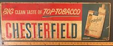 34” x 12” LARGE Rare Vintage CHESTERFIELD CIGARETTES PAINTED PRESSED TIN SIGN picture
