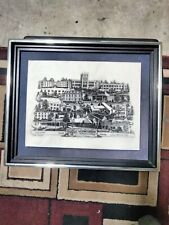Signed Etched Marble Picture Of Concordia Teachers College In Seward Nebraska picture