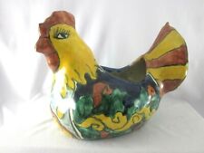 Ceramic Pottery Colorful Chicken Planter Hecho En Mexico Amora   picture