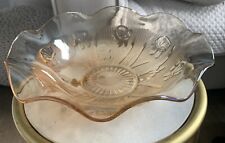 Large Ruffled Jeannette Marigold Orange Glass Bowl Carnival 11  1/2” Iridescent picture
