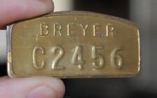 VINTAGE BREYER COMPANY #C2456 PROPERTY BRASS IDENTIFICATION TAG SIGN picture