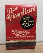 Vintage New Playdium Chicago IL Matchbook Cover 30 Streamlined Bowling Alleys picture