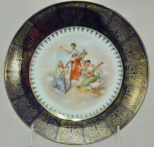 Antique HP Austrian Porcelain Girl Musicians Cabinet Plate Late 19th Century picture