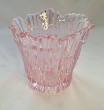 Vintage Dalzell Viking Pink Ice Glass Votive Holder  picture