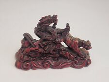 Vintage Chinese Asian Oriental Red Resin Dragon and Tiger Statue Figurine picture