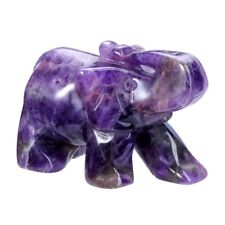 Natural Dream Amethyst Crystal Elephant Quartz Stone Carved Animal Decor Healing picture