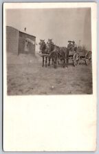 Farming~Farmer & Wife In Horse-Drawn Wagon~Window Awning On Sod House~c1910 RPPC picture
