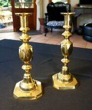 Beautiful Antique Victorian Brass Candlesticks Signed - The Queen Of Diamonds   picture