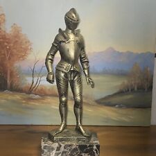 Vintage Depose Italy Knight in Armor Figure Marble Base  14