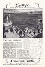 1928 Canadian Pacific Cabin Ships Vintage Print Ad Duchess Playing on Ship Deck picture