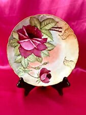 Antique Rosenthal Hand Painted Cabinet Plate Pink Roses Embossed Shabby Chic 8