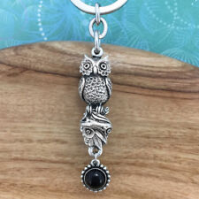 Owl Keyring Keychain with Black Onyx Charm picture