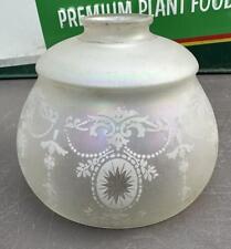 Vintage Antique Stenciled Decorated & Etched Iridized Art Glass Lamp Shade picture