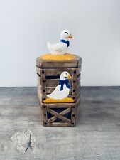 Vintage Stacking Blue Bow Goose Trinket Hand Painted Ceramic Canister READ picture