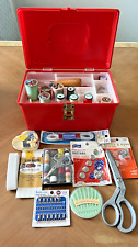 Vintage Red Wilson Sewing Box w/ Removable Tray & Contents (Made USA) RARE picture