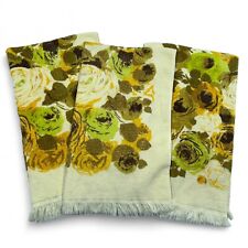 3x Vintage Cannon Monticello Yellow Green Orange Floral Towels 70s 80s 39