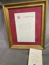 VINTAGE BUCKINGHAM PALACE THANK YOU PRINCE ANDREW CHRISTENING FRAMED 1960 picture
