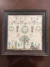 Antique Adam and Eve Needlepoint Sampler Dated 1844 in Original Frame picture
