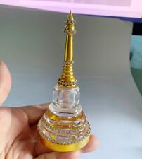 Stupa Gem Buddha Relic Container Storage Pagoda Acrylic Casket Altar Thai Amulet picture